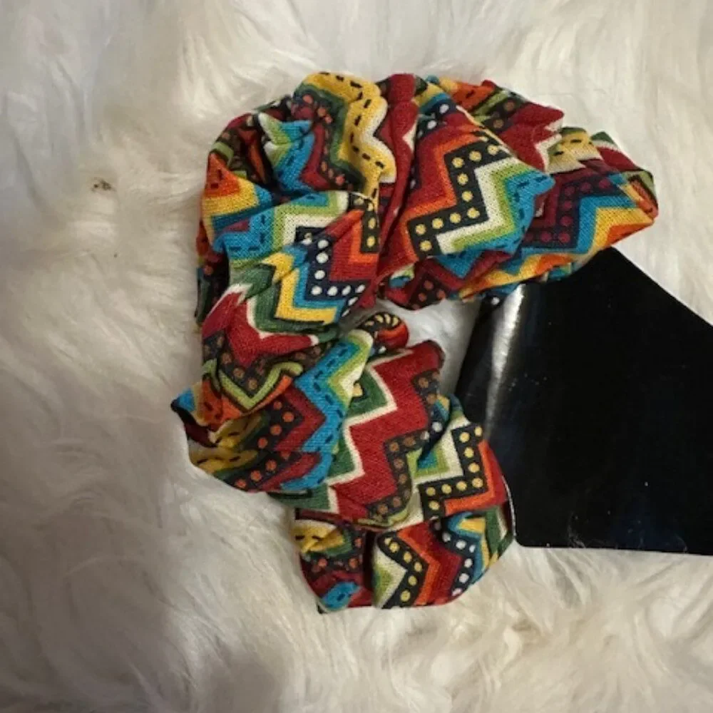 Multi colored Chevron Cotton Scrunchie  7826 - KIDS  Handmade NWT Boutique